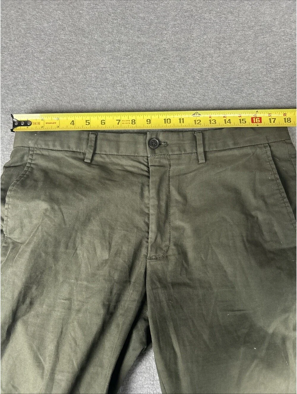 Banana Republic Lived-In Chino Slim Fit Sheltered Earth Olive Green Pants Sz 34